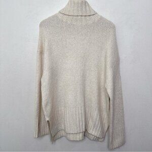 H&M Womens Medium Alpaca Turtle Neck Oversized Ivory Sweater